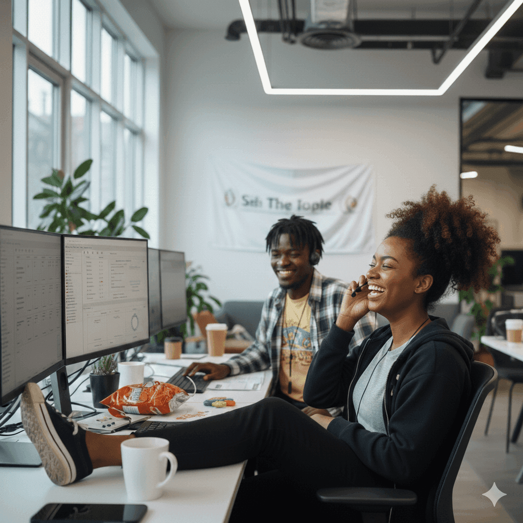 Support agent on a call